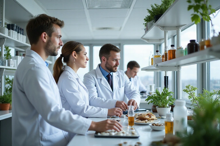 Zespół Harmoniavita pracujący w laboratorium nad naturalnymi suplementami