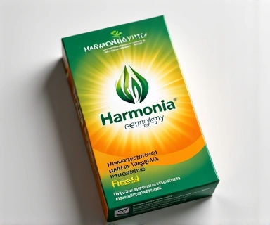 Opakowanie suplementu Harmoniavita dla energii, z dynamicznym logo i kroplą energii.